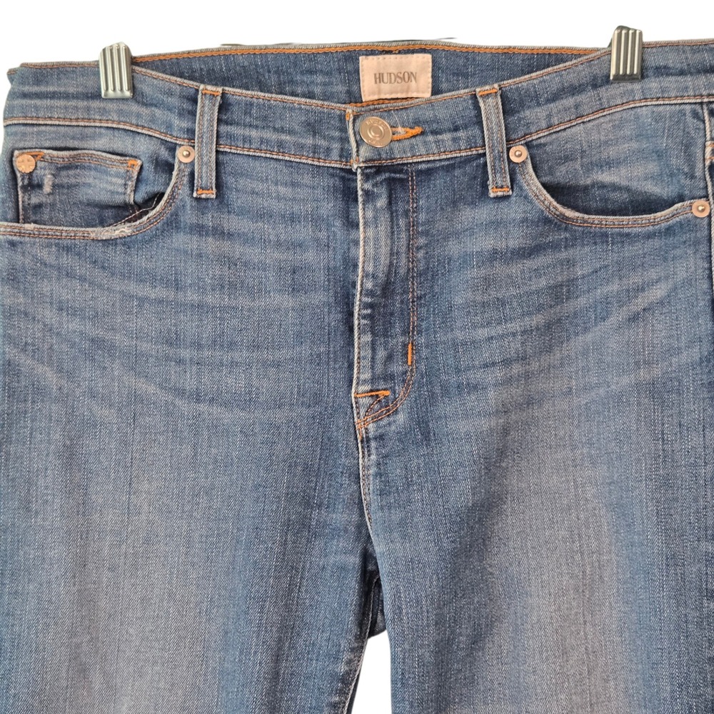Hudson Skinny Jeans Womens 31 Medium Wash Stretch Denim Blue Mid Rise Zip Fly